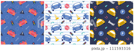 Toys Seamless Pattern Design with Boys and Girls Children Toy Equipment in Cartoon Flat Illustration 111593316