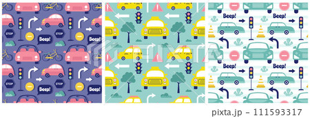Toys Seamless Pattern Design with Boys and Girls Children Toy Equipment in Cartoon Flat Illustration 111593317