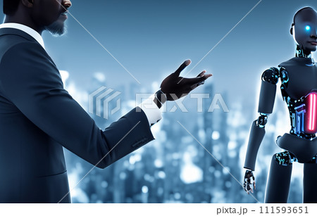 握手を拒否するロボット ロボット 未来 協力 握手 人間 人物 男性 インド人 握手を拒否するロボット ロボット 未来 協力 握手 人間 人物 男性 インド人 111593651