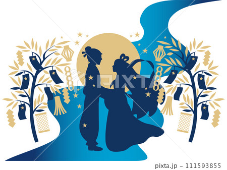 七夕 夏 織姫 彦星 牽牛 シルエット 人物 男性 女性 イラスト素材 七夕 夏 織姫 彦星 牽牛 シルエット 人物 男性 女性 イラスト素材 111593855