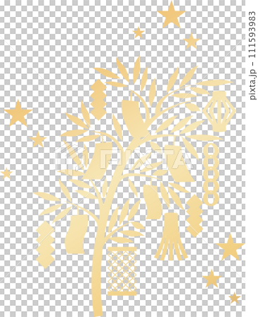 七夕　笹　短冊　飾り　夏　祭り　シンプル　イラスト素材 111593983