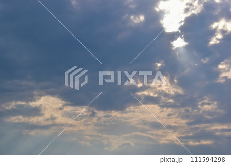 beautiful blue sky and cloud with golden ray sunrise in the morning, natural background beautiful blue sky and cloud with golden ray sunrise in the morning, natural background 111594298