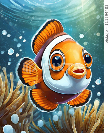 海の中のクマノミのイラストのイラスト素材 [111594483] - PIXTA