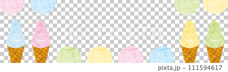 Colorful soft-serve ice cream frame (grunge processing)_horizontal/wide 111594617