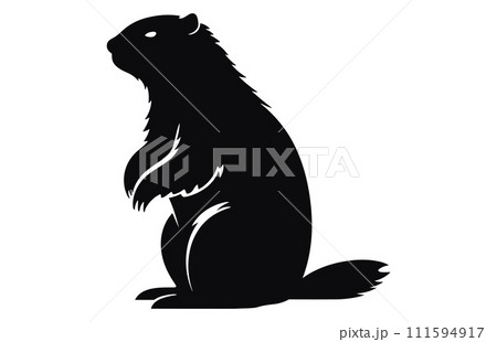 Groundhog silhouette design, groundhog black vector design ,groundhog marmot silhouette. 111594917