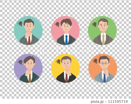 Icon set of business people with troubled expressions 111595719