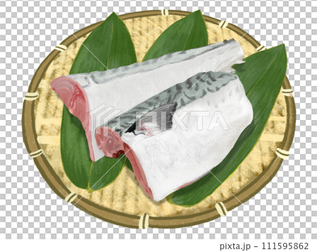 サバの切り身(ザル、笹の葉付き) サバの切り身(ザル、笹の葉付き) 111595862