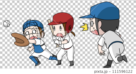 棒球野球場插畫/女孩 棒球野球場插畫/女孩 111596122