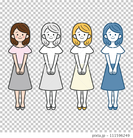 簡單可愛的全身向量插畫職業婦女、OL、辦公室休閒 111596249