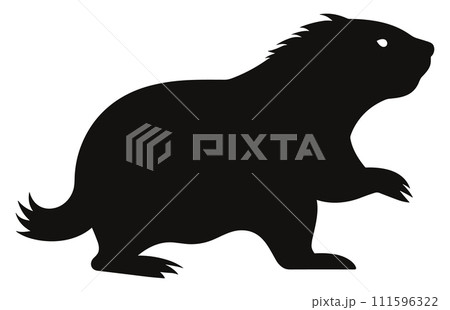 Groundhog running silhouette design, groundhog running  black vector design , 111596322