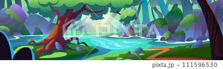 Summer forest landscape with lake Summer forest landscape with lake 111596530