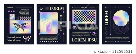 Poster in y2k style with holographic element Poster in y2k style with holographic element 111596531