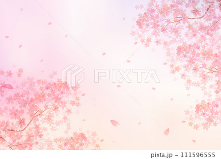 桜　春　花びら　背景	 111596555