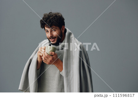 Young man face portrait confidence handsome guy beard person model caucasian fashionable adult 111596817