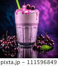 Delicious chokeberry milkshake with a straw Delicious chokeberry milkshake with a straw 111596849