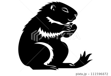 Groundhog Thinking silhouette design, groundhog Thinking black vector design , 111596872
