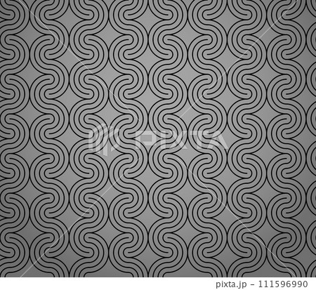 The geometric pattern with wavy lines. Seamless vector background. Black and gray texture. Simple lattice graphic design 111596990