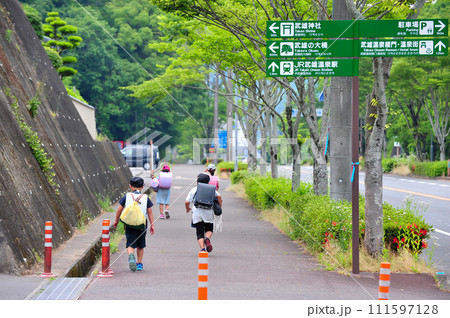 Japanese children going to school in Saga Prefecture, Takeo city, Japan 111597128