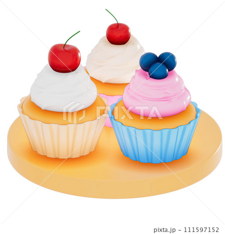 Happy Mother's day , cupcakes on transparent background, 3D Rendering 111597152