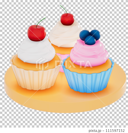 Happy Mother's day , cupcakes on transparent background, 3D Rendering 111597152