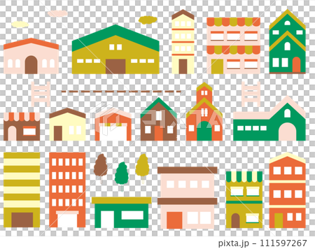 簡單的建築插圖集,色彩繽紛 簡單的建築插圖集,色彩繽紛 111597267