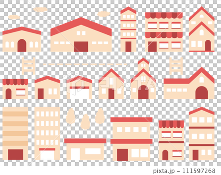 簡單的建築插圖集，紅色 111597268