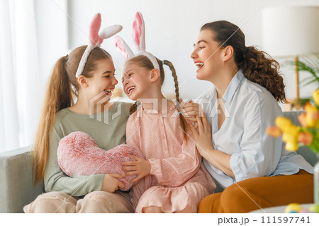 Family celebrating Easter 111597741