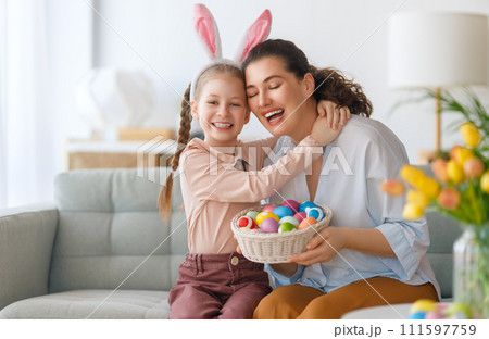 Family celebrating Easter Family celebrating Easter 111597759