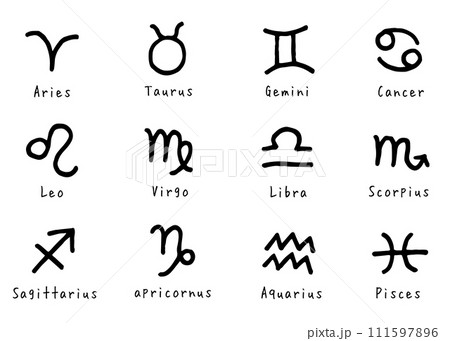 手描き風　12星座　シンボルマーク 111597896