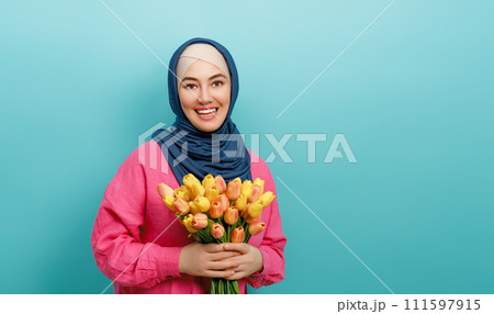woman with flowers woman with flowers 111597915