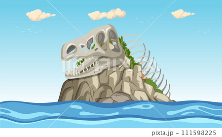 Dinosaur Fossil Island in the Ocean 111598225