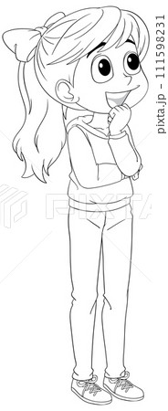 Contemplative Young Girl Vector Illustration 111598231