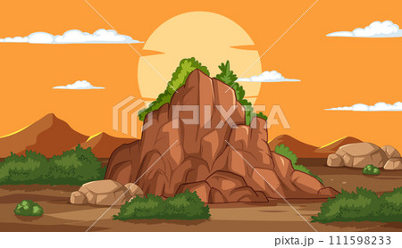 Sunset Over Desert Mountain Landscape 111598233