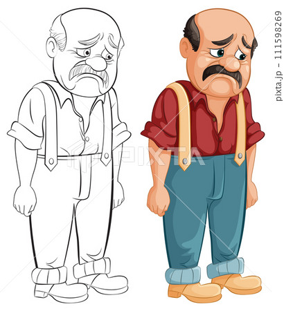 Sad Elderly Man in Suspenders 111598269