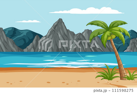 Tropical Beach Paradise Vector Illustration 111598275