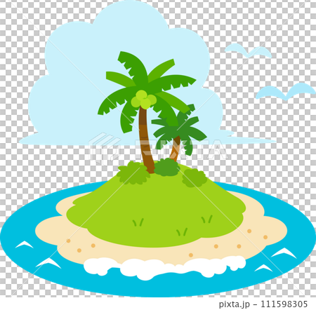 A small island with palm trees, an uninhabited island A small island with palm trees, an uninhabited island 111598305