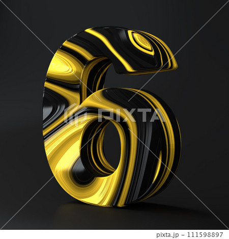 Luxury Black and Gold number six texture symbol 6 background. Panoramic Marbling texture design Luxury Black and Gold number six texture symbol 6 background. Panoramic Marbling texture design 111598897