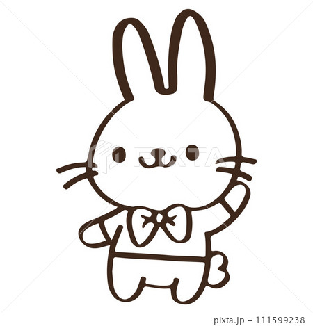 cute Cartoon rabbit stand and wave hello....のイラスト素材 [111599238] - PIXTA