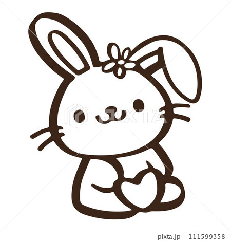 cute Cartoon rabbit holding heart. Easter day 111599358