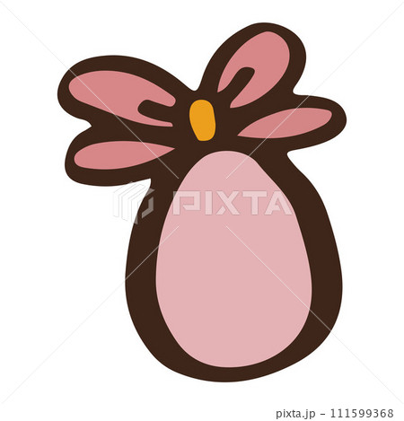 cute Cartoon pink coqutte Easter egg. Easter day. outline vector 111599368