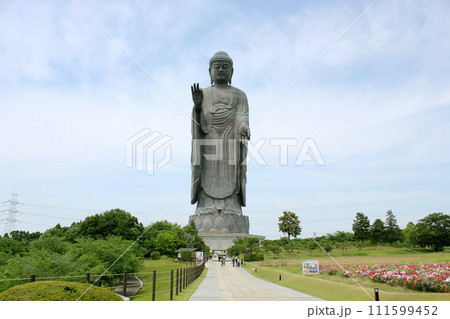 茨城県／牛久大仏がそびえる風景と空のコピースペース 111599452