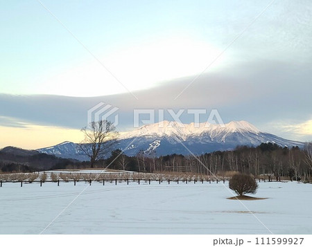 信州・朝雪景色の御嶽山(御岳山) 111599927