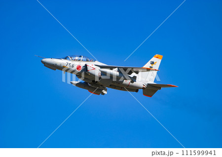 飛行する航空自衛隊の練習機 T-4 111599941