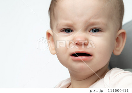 Crying Baby Closeup: Hunger and Sleep Needs. Concept of Immediate Care 111600411