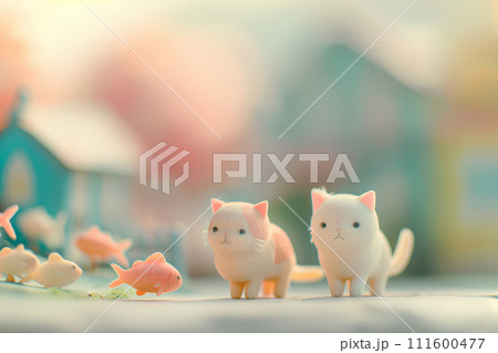 可愛い猫のミニチュア素材-1（3D） 111600477