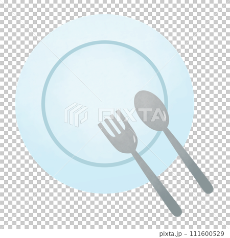 一組簡單的餐盤、叉子和湯匙 111600529