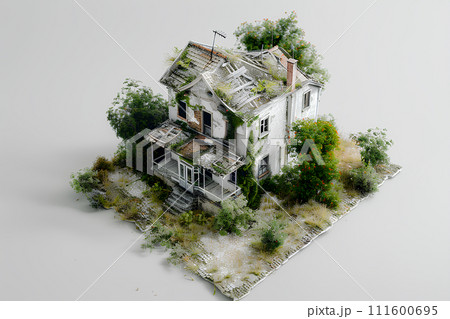 老朽化していく空き家-1(3D) 老朽化していく空き家-1(3D) 111600695