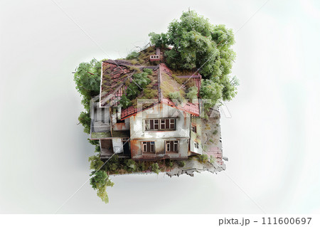 老朽化していく空き家-1（3D） 111600697