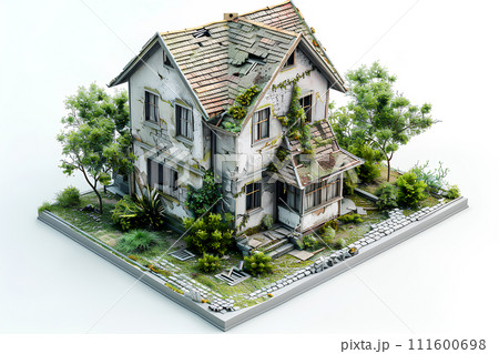 老朽化していく空き家-1（3D） 111600698