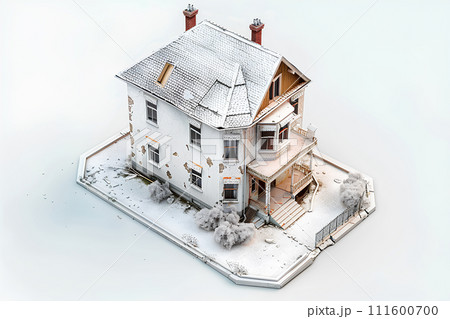 老朽化していく空き家-2(3D) 老朽化していく空き家-2(3D) 111600700